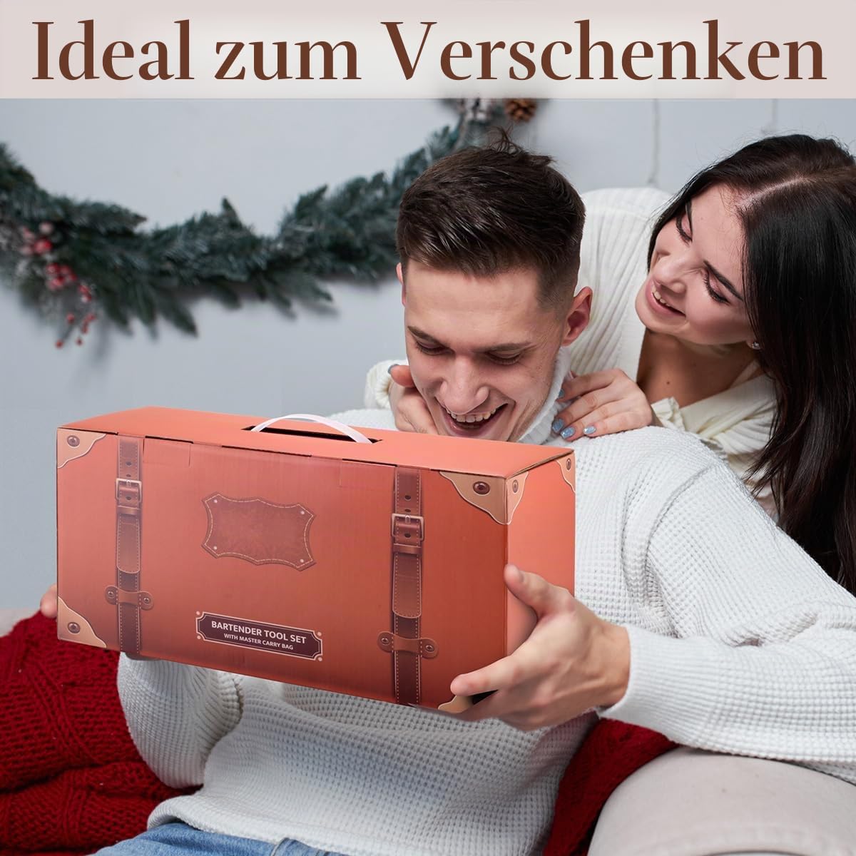 Reise Bartender Kit mit Tasche, 17-teiliges Kupfer Barwerkzeug Set Cocktail Shaker Set, Tragbare Gewachste Canavs Tasche mit Schultergurt für Barkeeper, Partys, Campingausflüge