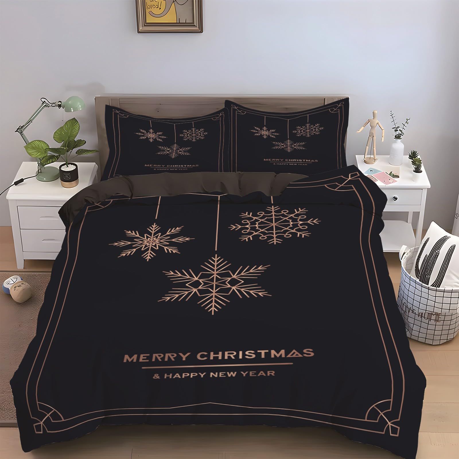 Ensemble de Literie 3 Pièces Flocon De Neige en Tissu Microfibre Haute Qualité