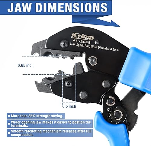 Miniatura 4 de iCrimp Crimpadora de conector de bujía de trinquete para cables de encendido y cables de bujía Diámetro máximo 0.335 in