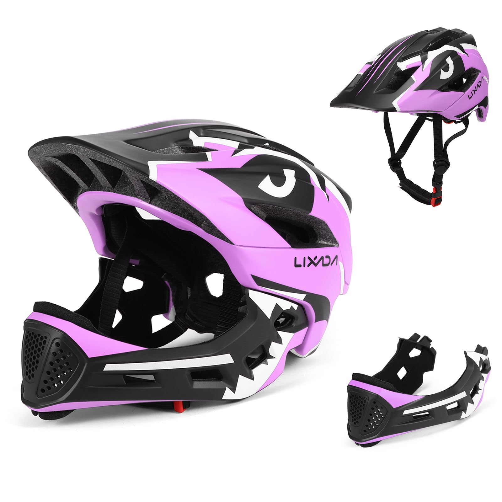 Lixada Kaski rowerowe dla dzieci Odpinany kask pełnotwarzowy sportowy kask ochronny do jazdy na deskorolce na rolkach rolkach