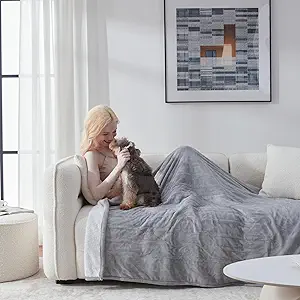 Electric Heated Blanket Twin Size, Soft and Cozy Thickened Flannel and Sherpa Electric Blanket for Bed, Automatic Safety System 6 Heating Levels & 10 Hours Auto-Off, 62"x84" Violet Grey
