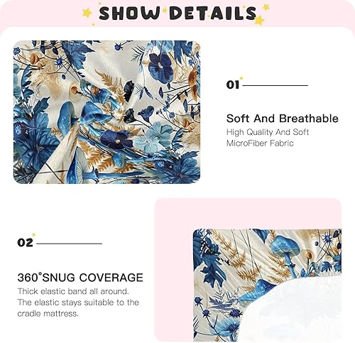 Miniatura 5 de Kigai Fitted Crib Sheet for Boys Girls,Mushroom Flower Jersey Knit Baby Sheet for Standard Crib and Toddler Bed Mattresses, Cozy Soft Breathable, 28