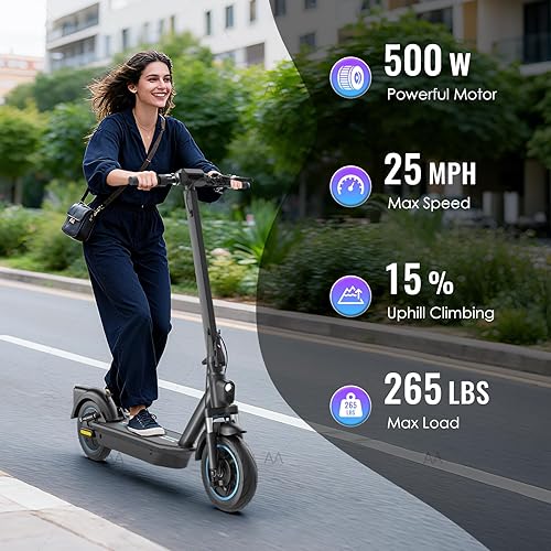 Vista 31 de Patinete eléctrico para adultos, motor potente de 350 W/500 W/600 W, neumáticos de 8.5/10 pulgadas, hasta 19/25 MPH, rango de 15/22/28 millas