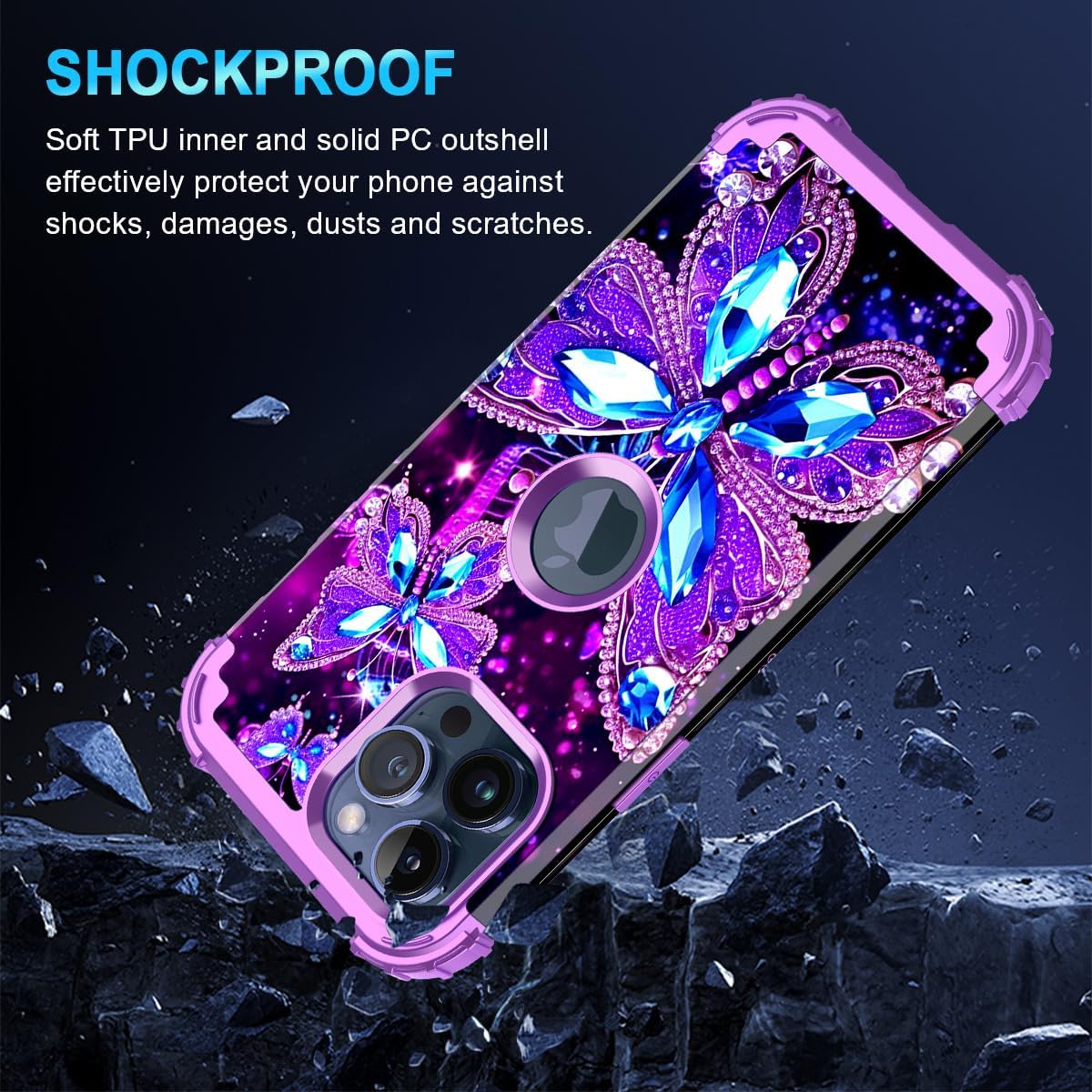 Miqala Compatible with iPhone 15 Pro Max Case,Glow in The Dark Three Layer Heavy Duty Shockproof Full Protection Hard Plastic Bumper+Soft Silicone Protective Case for iPhone 15 Pro Max,Dark - Image 6