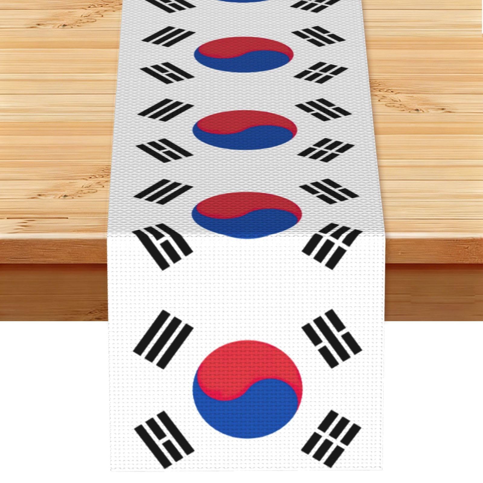 Flag of Republic of Korea Printed Dining Table Runner 13x72 Inch, Non-Fading Decor for Kitchen Dresser Fireplace Mantel