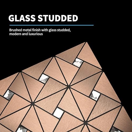 Miniatura 8 de Art3d Azulejos de mosaico de metal de 10 hojas para decoración de pared de cocina, adhesivos en azulejos compuestos de aluminio, rompecabezas de