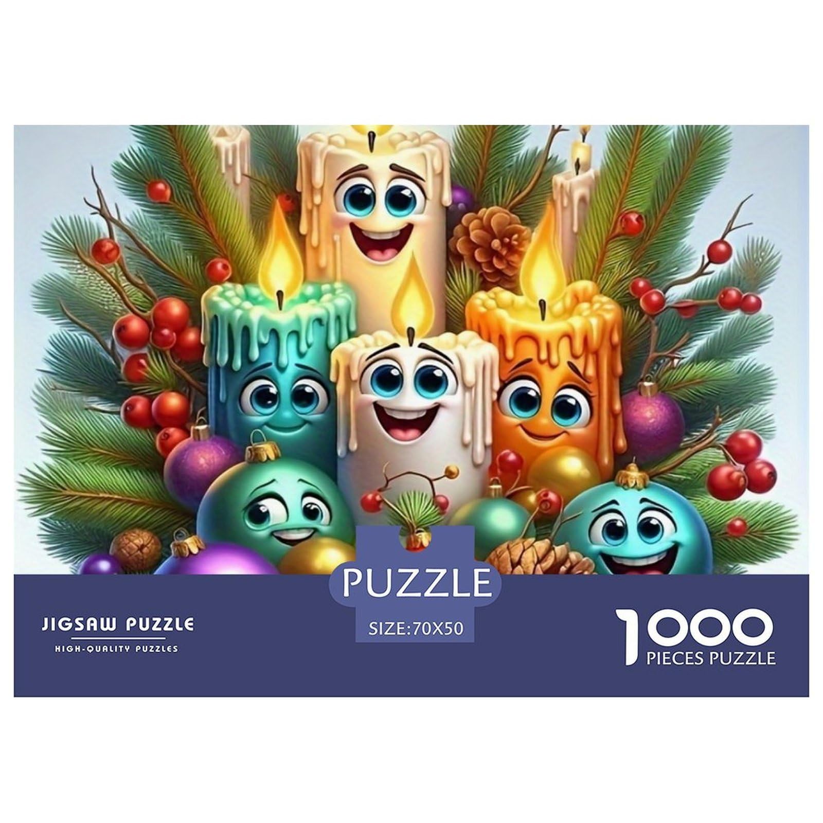 Christmas Candles Challenging Puzzles 1000 Pieces - Cute Candle Christmas Decor for Men And Women Fun And Challenging Family Game Great Gift Idea70x50cm/1000pcs