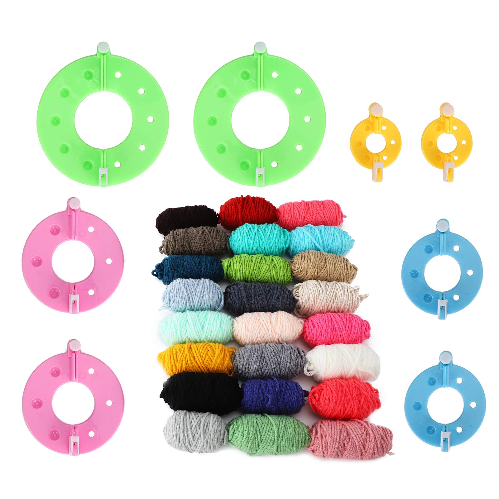 Pompom Maker Kits Fluff Ball Weaver DIY 24 Farben Wollgarn Stricken Handwerk Geschenke