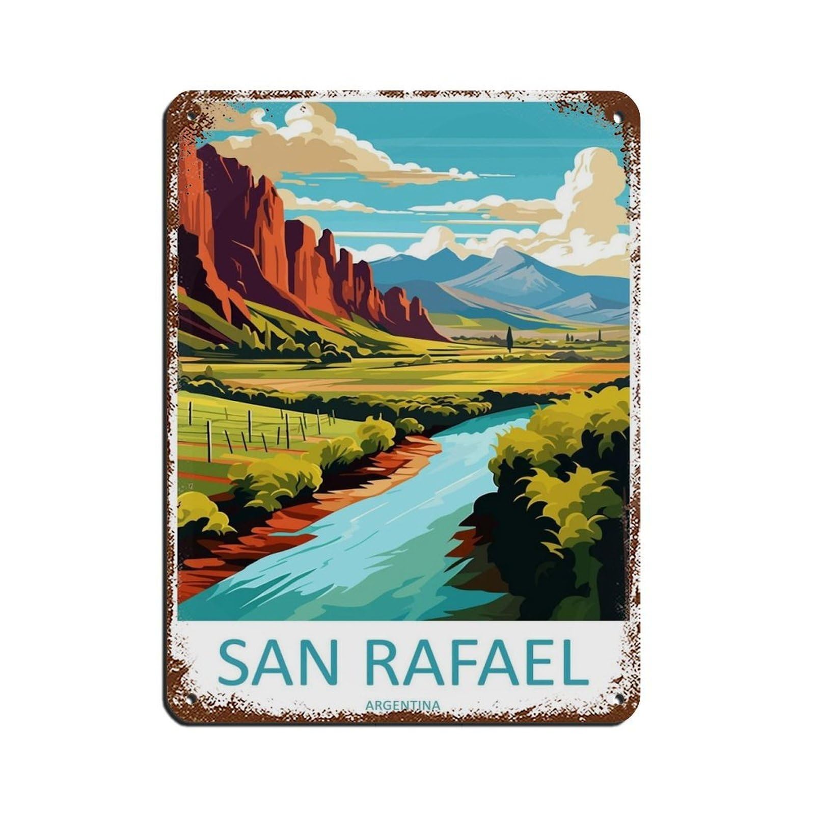 San Rafael Travel Art Argentina Art Lover Gift Retro Poster Metal Tin Sign Chic Art Retro Iron Painting Bar People Cave Cafe Family Garage Poster Wall Decoration 12x16inch(30x40cm)
