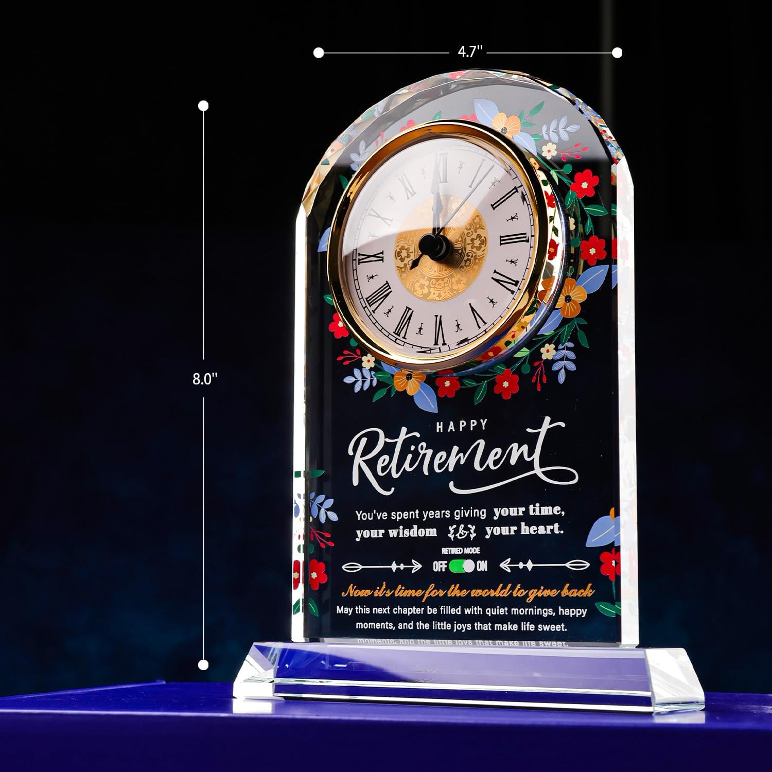 Retirement Crystal Clock Gifts for Women Men,Classy Retirement Plaque for Coworkers Boss,Happy Retirement Decorations Gifts for Friends,Teacher,Leader - Image 2