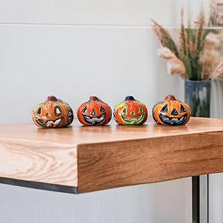 1 Handmade Mexican Pottery Jack O' Lanterns | Small Tealight Pumpkin Talavera Candle Holders | Unique Painted Designs