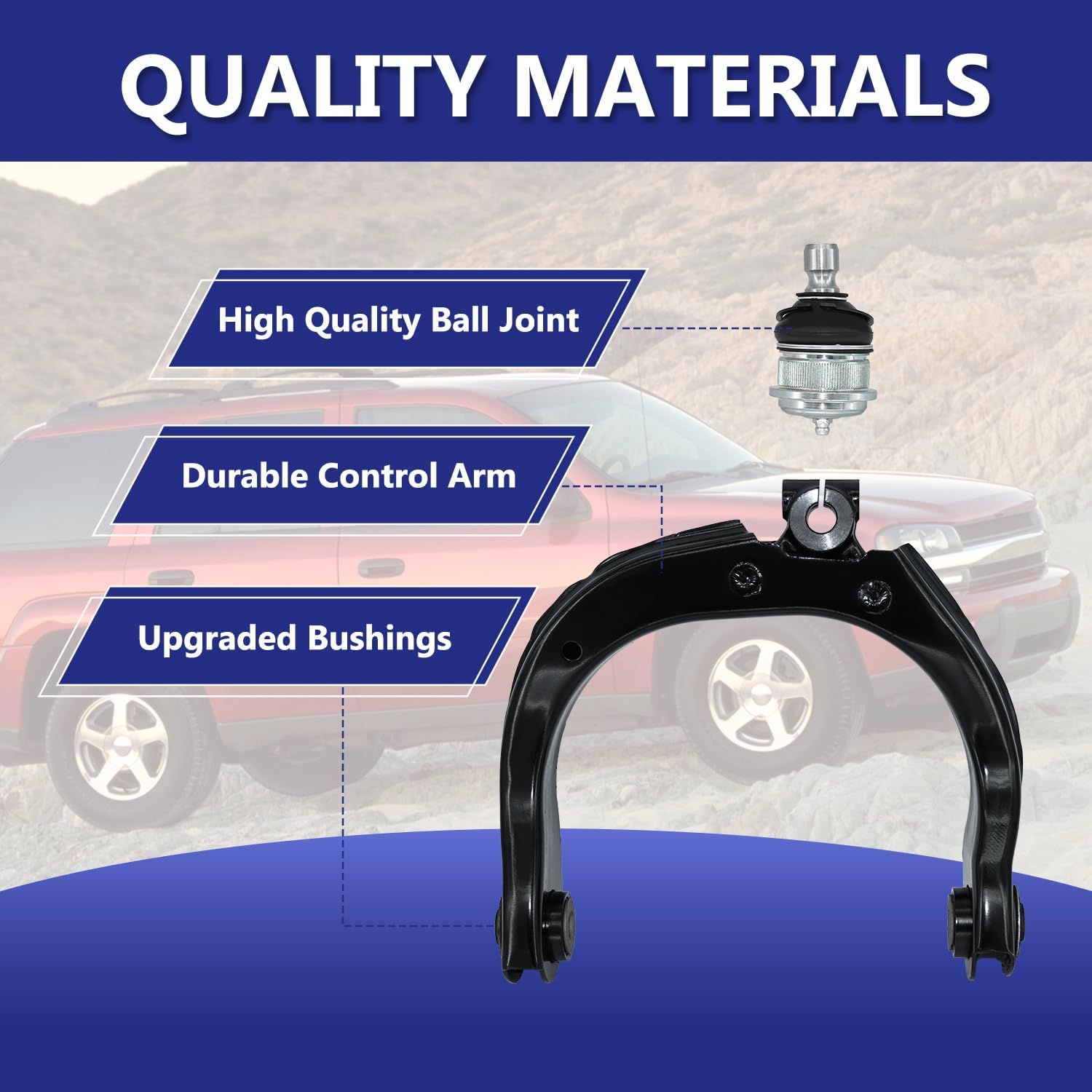 Control Arm, Replacement For Front Upper Control Arm With Ball Joint Sway Bar Tie Rod Boot Compatible With 2004-2007 Chevrolet Trailblazer, 2004-2007 Gmc Envoy - 14 Pcs