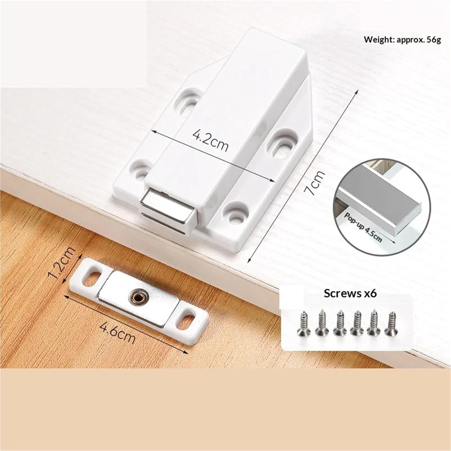 10pcs Magnet Cabinet Door Catches Plastic Push to Open Touch Magnetic Catch Heavy Duty Latch Hardware Stopper(White)