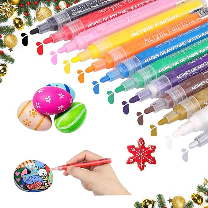 Acrylic Paint Pens Markers,Premium WaterProof Paint Art Marker Pen Set for Rock Painting,Glass