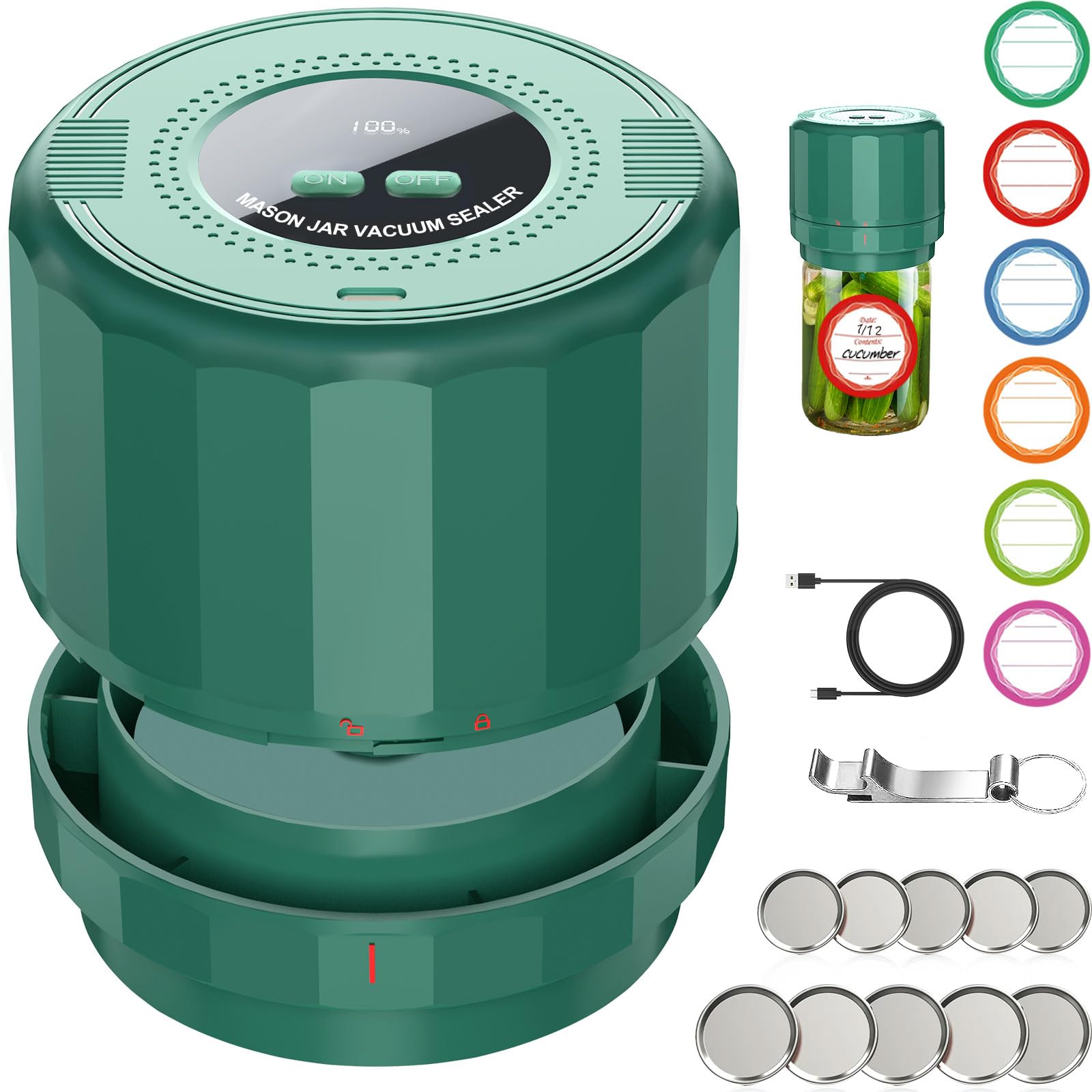 UNERVER M11 Mason Jar Kit de scellage sous vide pour bocaux à ouverture large et régulière