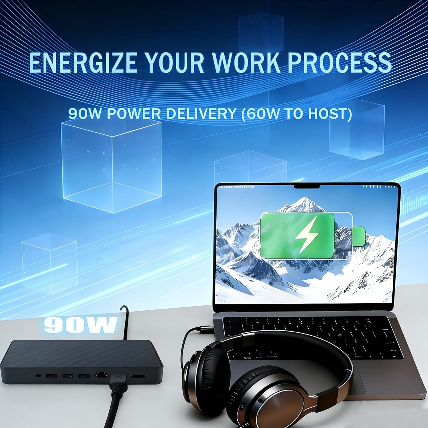 9in1 Universal Docking Station 2 Monitors(1MK33AA#ABA) Compatible with HP Universal Docking Station (1MK33AA#ABA) USB C Hub with 2xDP,RJ45,Max 90W PD,3xUSB 2.0,1xUSB-C