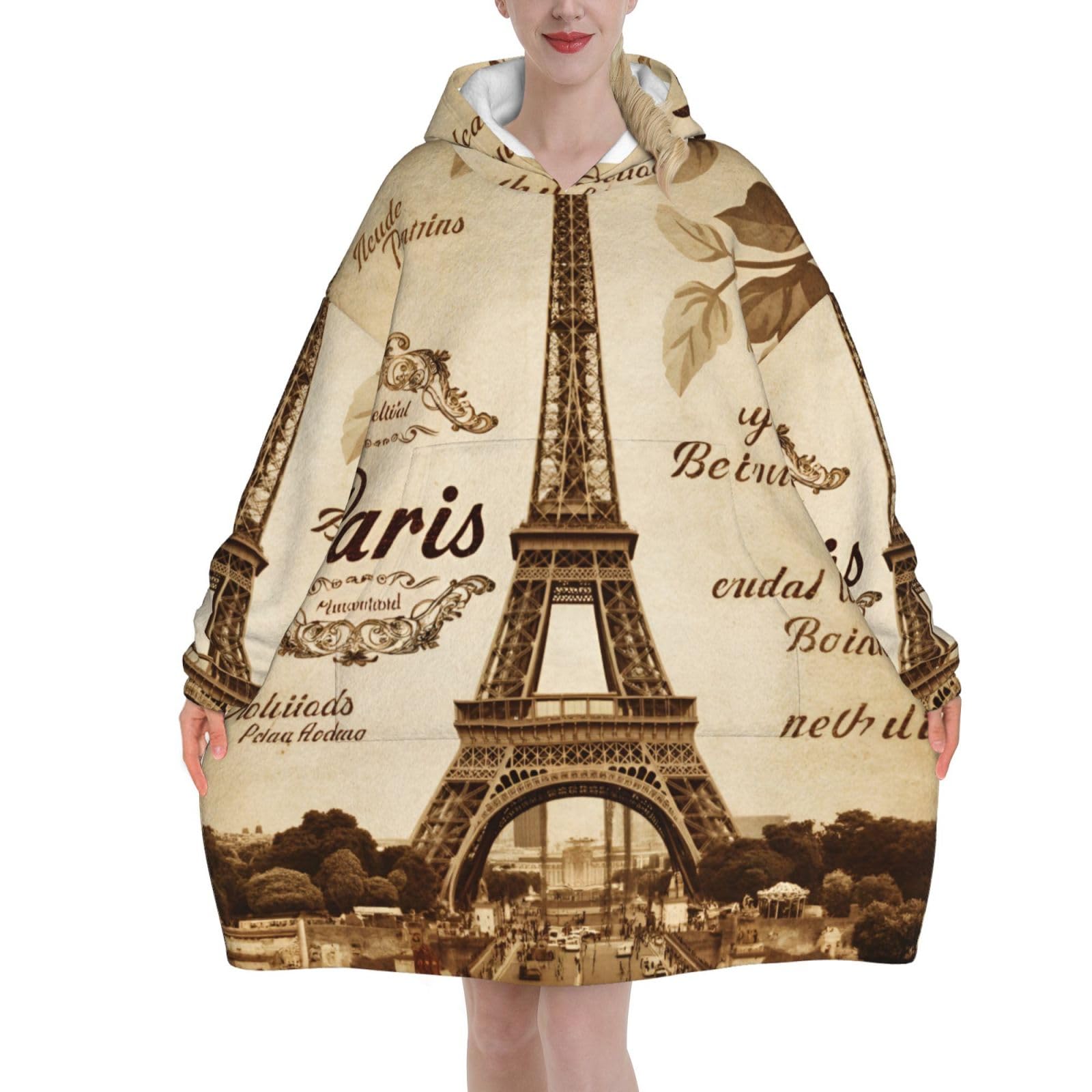Couverture à capuche Paris en flanelle douce de qualité supérieure - 8