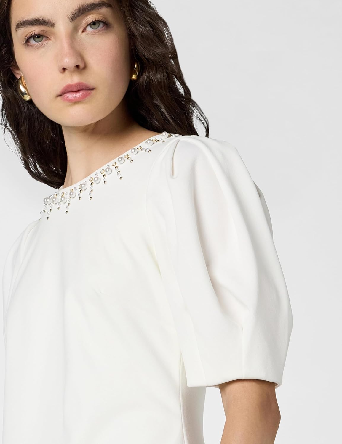 Karl Lagerfeld Paris Womens Embellished Puff Sleeve Sheath Dress - Image 5