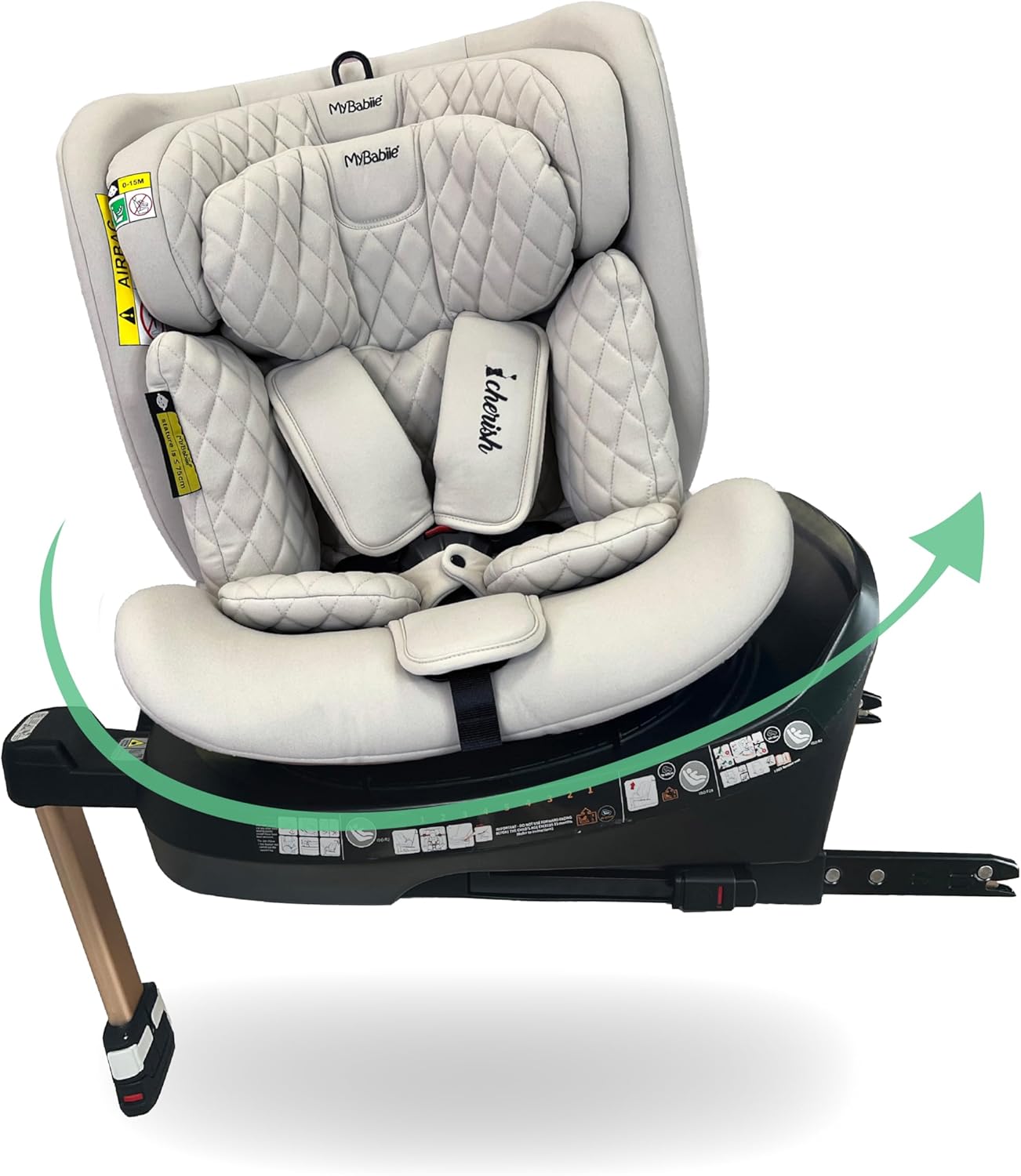 My Babiie MBCSSPIN iSize 360 Swivel Baby Car Seat ISOFIX, Birth to 12yrs (40150cm), Group 0