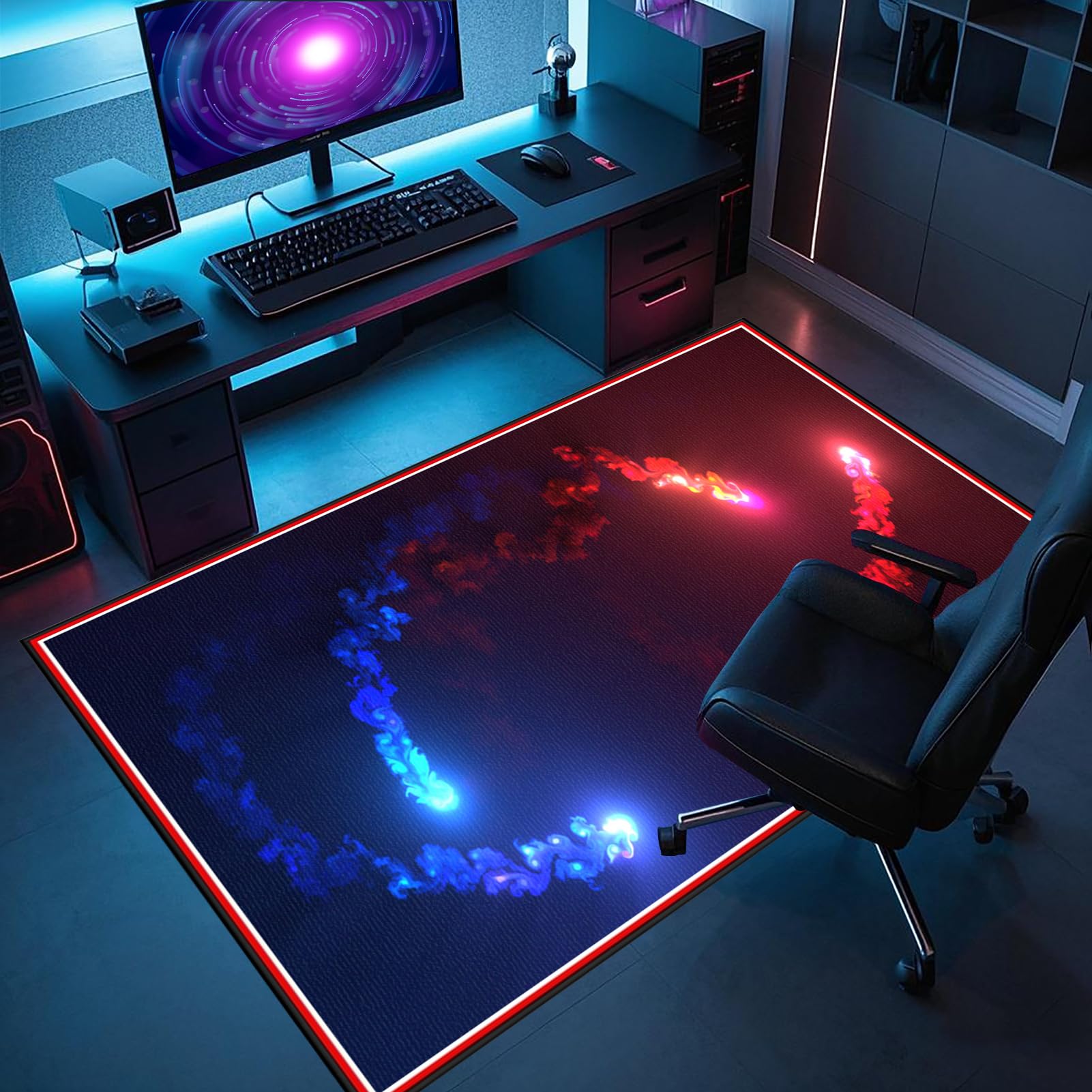 Laegnfho 60 x 90 cm Chair Mat, Floor Protector for Carpets and Hard Floor, Non-Slip Gamer Floor Mat, Floor Protector Mat, Gaming Chair Mat for Gaming and Office Chair, Carpet Protector Chair Mat