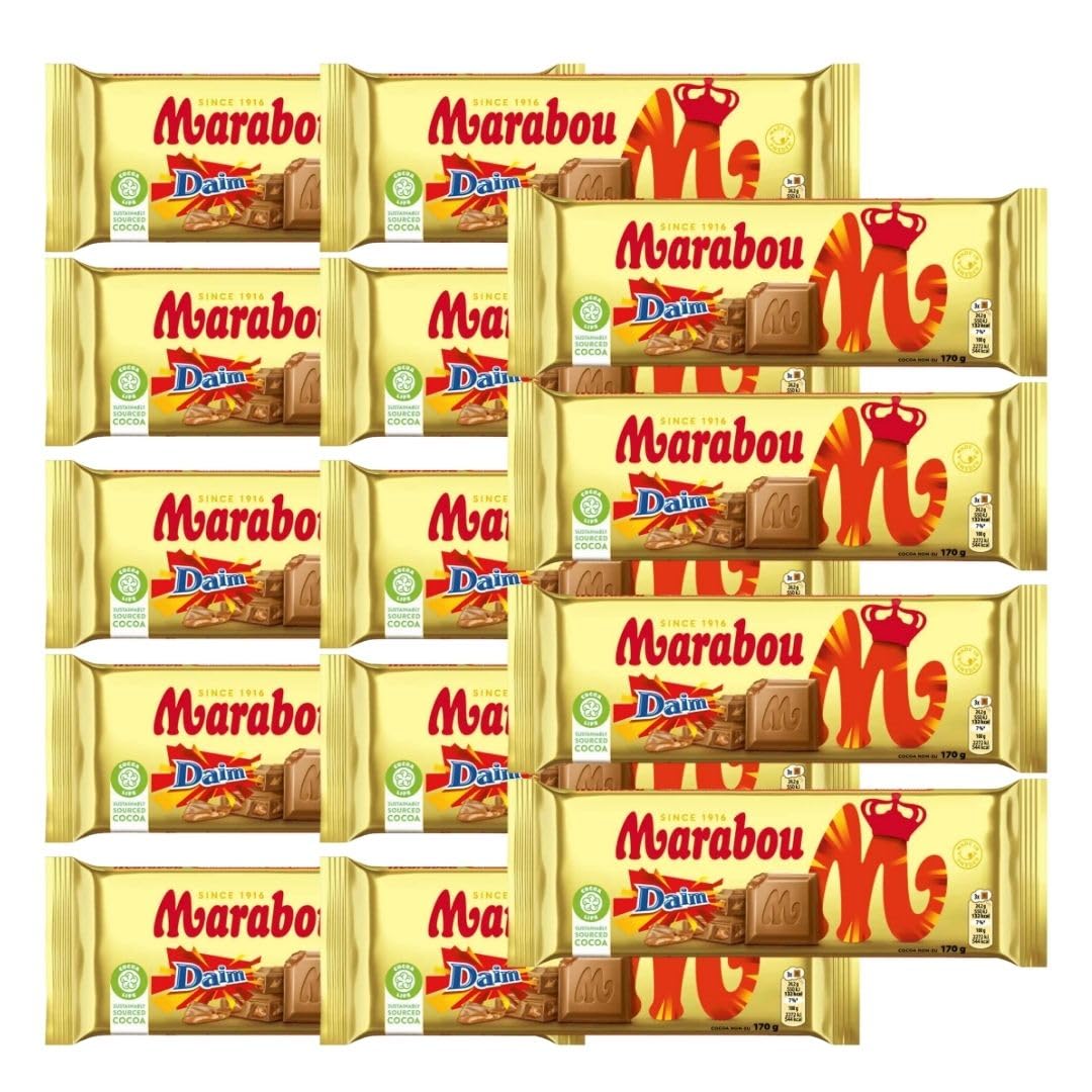 Marabou Daim 14×170 g (2,38 kg) | Milchschokolade mit Daim-Karamell-Crunch | Vorteilspack für Catering, Geschenkboxen & Vorrat | Schwedische Schokolade