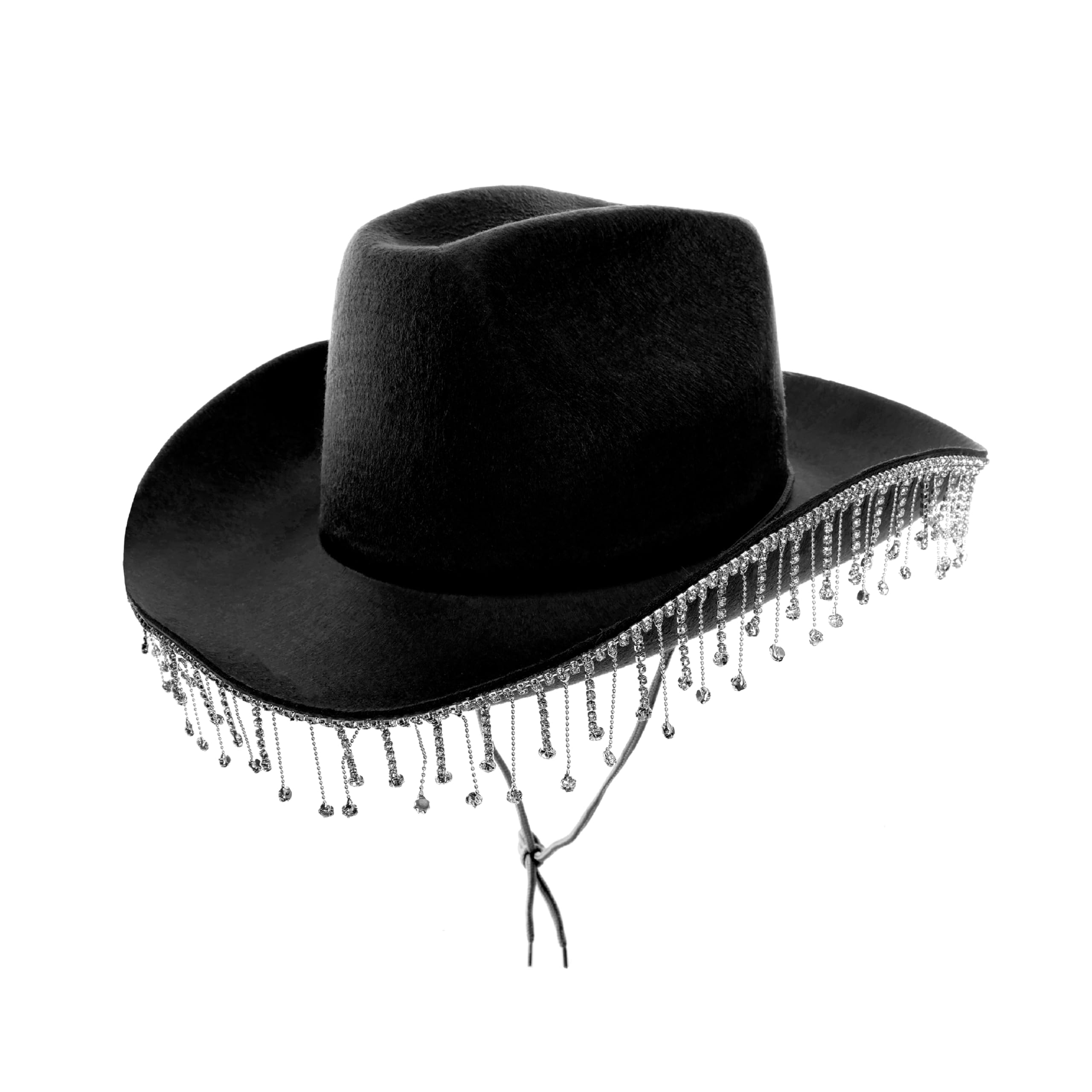 Black Cowgirl Hat with Sparkling Diamantés – Stylish Western Fancy Dress Accessory for Hen Parties, Festivals, Rodeos, Themed Events, Nights Out and Photoshoots