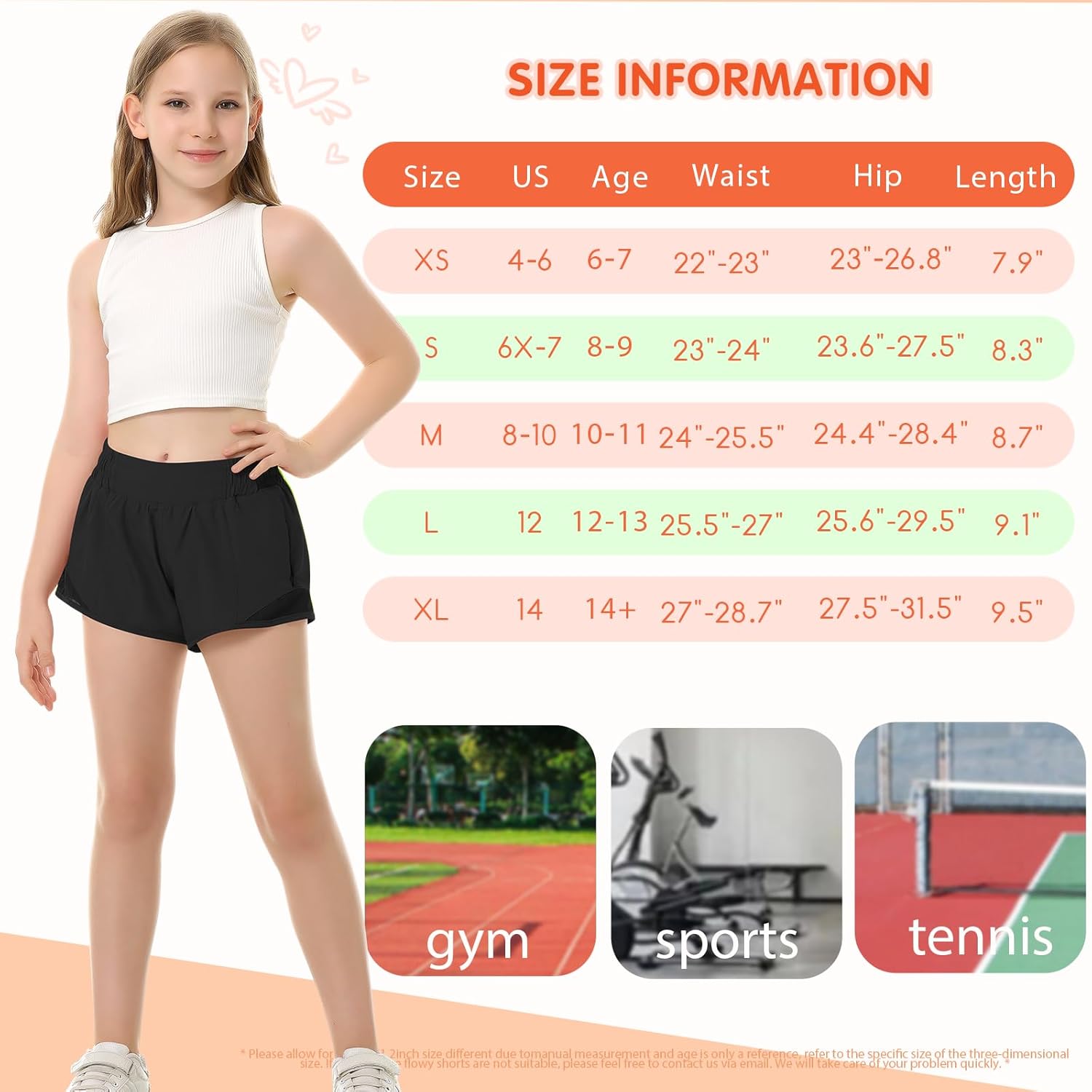 QooNoo Girls Athletic Shorts with Zipper Pocket Lightweight Elastic Waist Running Shorts for Teen Girls Kids Active Sports - Image 6