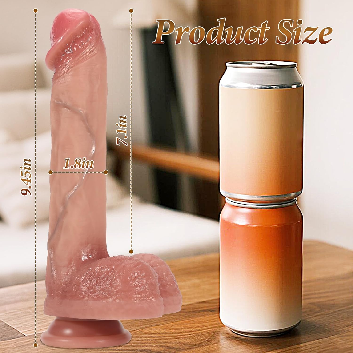 Strap on Dildo with Harness Adult Sex Toys - Adjustable Leather Strapon Harness with 9.45" Huge Silicone Anal Dildo, Detachable Suction Cup Penis for Lesbian Gay Couples Pegging Adult Toy & Games