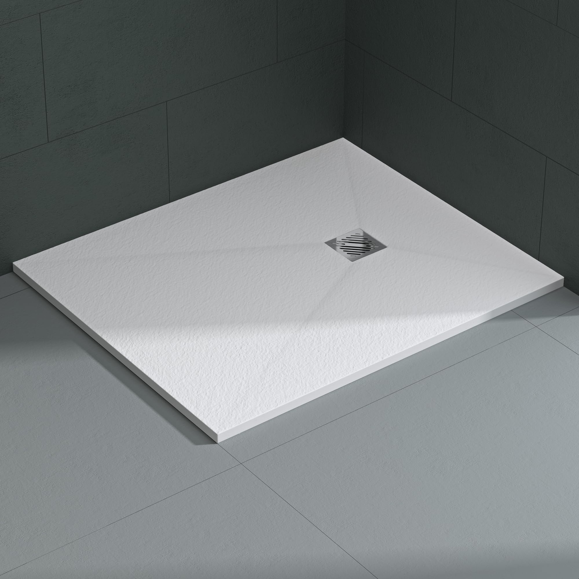 Receveur de douche 100x120 rectangulaire bac à douche résine blanc mat