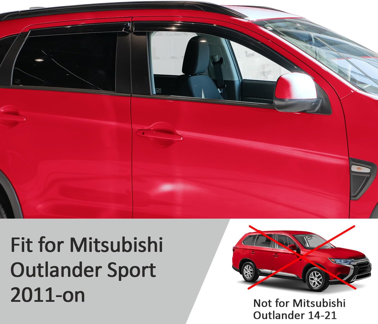 Voron Glass Tape-on Extra Durable Rain Guards for Mitsubishi Outlander Sport 2011-2026, Window Deflectors, Vent Window Visors, 4 Pieces - 120046