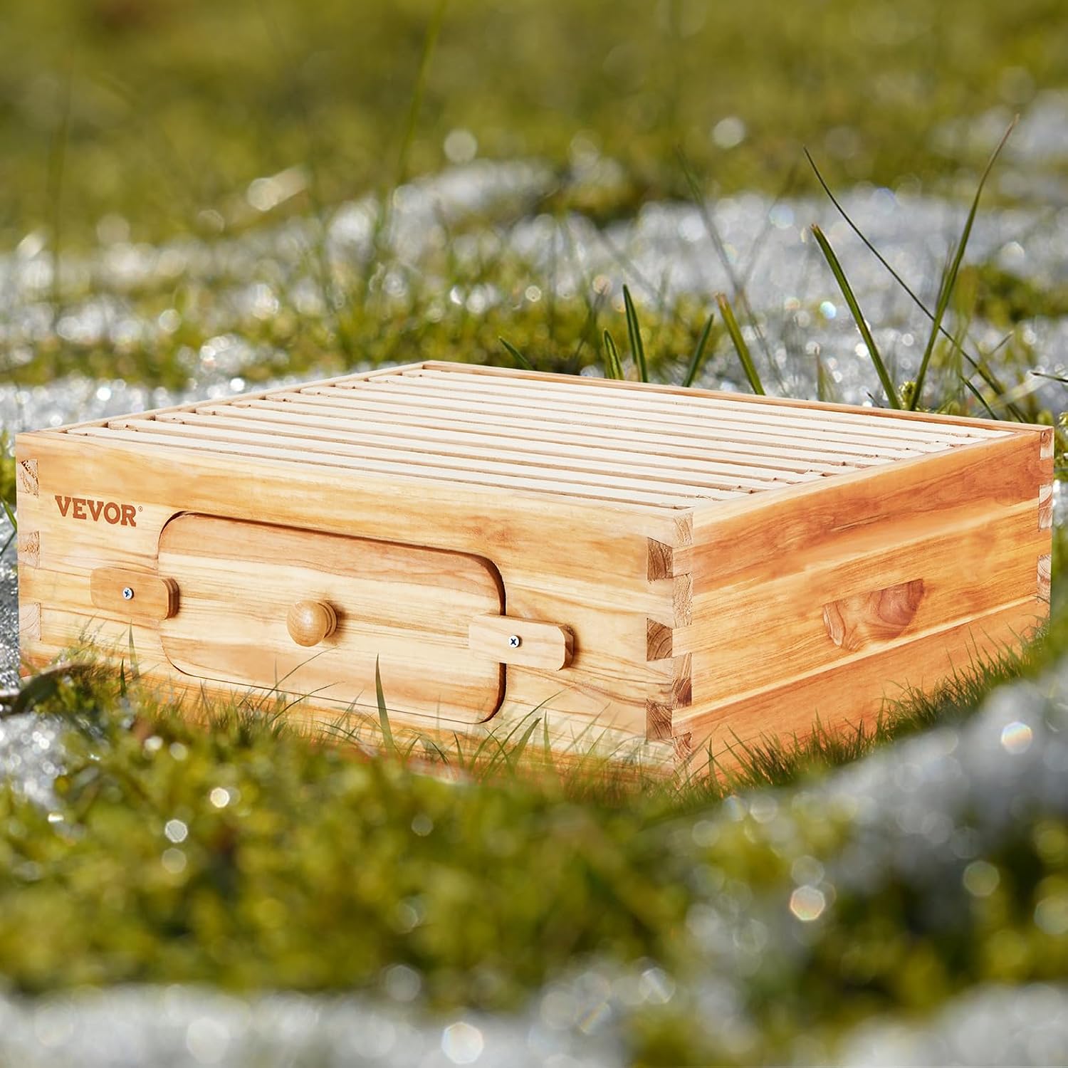 VEVOR 10 Frame Bee Hive, Beeswax Coated Fir Wood, Bee Hives Starter Kit, Bee Boxes Langstroth Beehive Kit, Transparent Acrylic Windows with Foundations for Beginners Pro Beekeepers