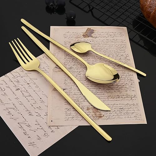 Miniatura 3 de JASHII Modern - Juego de cubiertos de acero inoxidable 1810, 24 piezas, para 6, cubiertos de acero inoxidable 1810, juego de cucharas y tenedores de