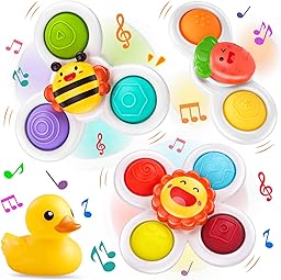 DESPOINA Spinner Bebé con Ventosa, Juguetes Giratorios Sensoriales Educativos, Juguetes de Baño para Trona y Viaje, Regalos Ideales para Niños y Niñas Pequeños