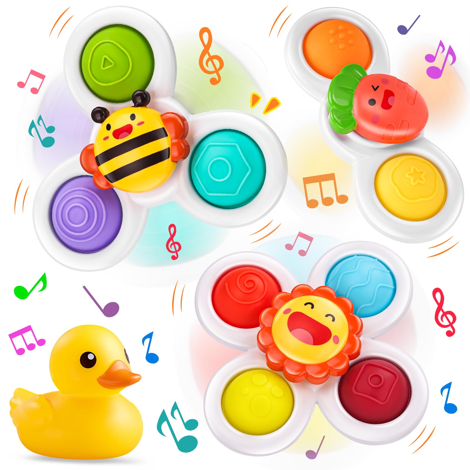 DESPOINA Spinner Bebé con Ventosa, Juguetes Giratorios Sensoriales Educativos, Juguetes de Baño para Trona y Viaje, Regalos Ideales para Niños y Niñas Pequeños
