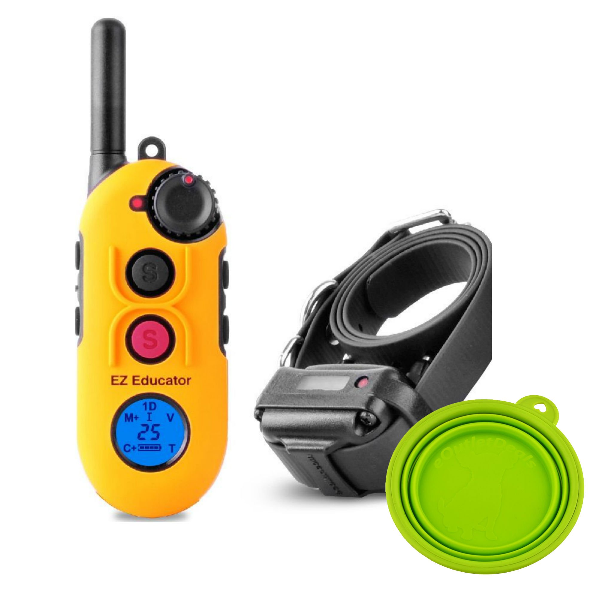 Educator Easy EZ-900 E-Collar Remote Dog Training System 1/2 Mile with Vibration, Tapping, Pavlovian Stimulation - Waterproof and Shock Resistant - with Bonus eOutletDeals Travel Bowl 1 Dog 14855838