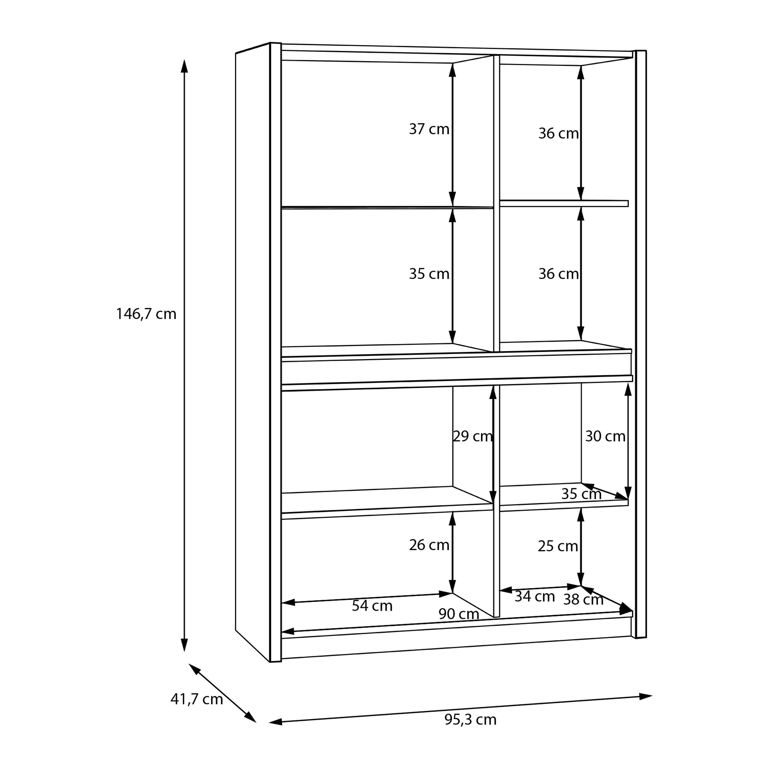 Forte Oak SQUERE Vitrine 90 100, Elegante Wohnzimmervitrine mit 4 Türen und Beleuchtung, Holzwerkstoff, Mauvella Eiche Holzdekor/Sand, 95,3 cm breit x 146,7 cm hoch x 41,5 cm tief