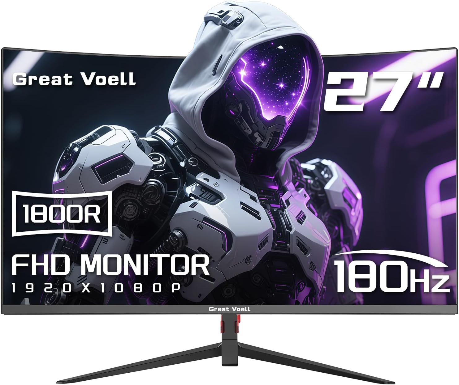 27 Inch Curved Gaming Monitor, 180Hz, FHD 1080P Fast IPS Display,1800R, HDR10, 99% sRGB, FreeSync, HDMI&DP, Wall Mount Compatible