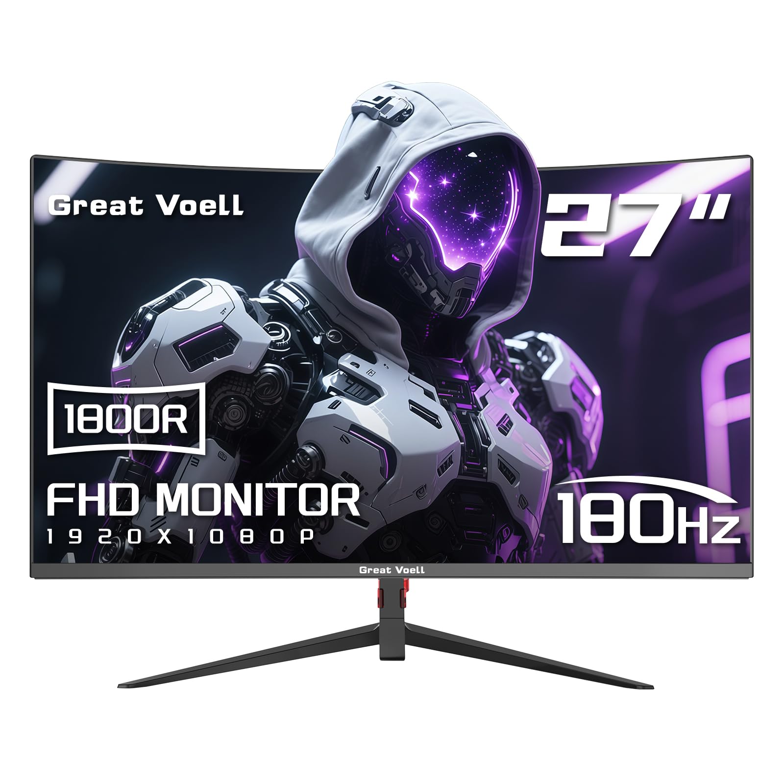 27 Inch Curved Gaming Monitor, 180Hz, FHD 1080P Fast IPS Display,1800R, HDR10, 99% sRGB, FreeSync, HDMI&DP, Wall Mount Compatible