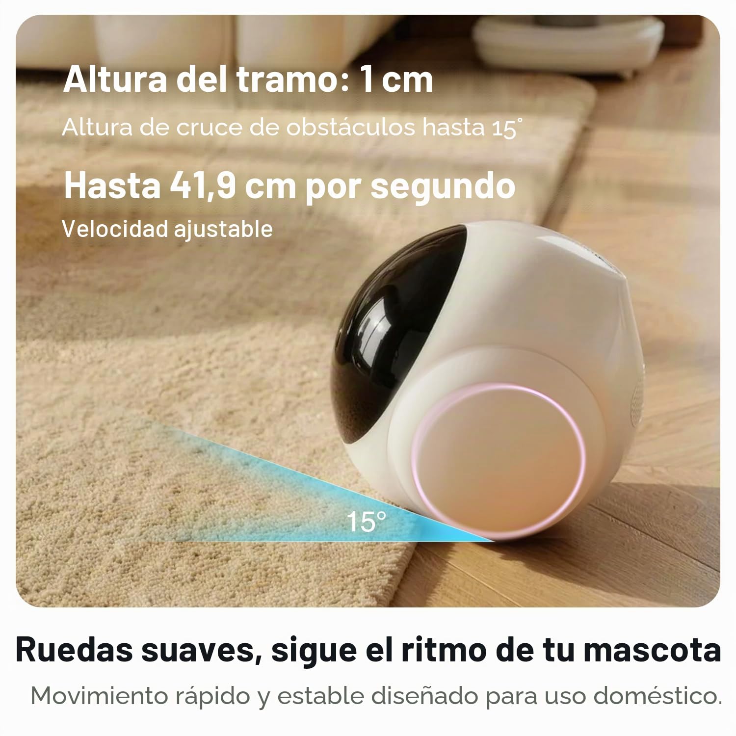 Robot de cámara móvil inteligente para mascotas para el hogar interior, monitoreo móvil 1080P de perros y gatos, conversación bidireccional, visión nocturna, funciona con batería con control