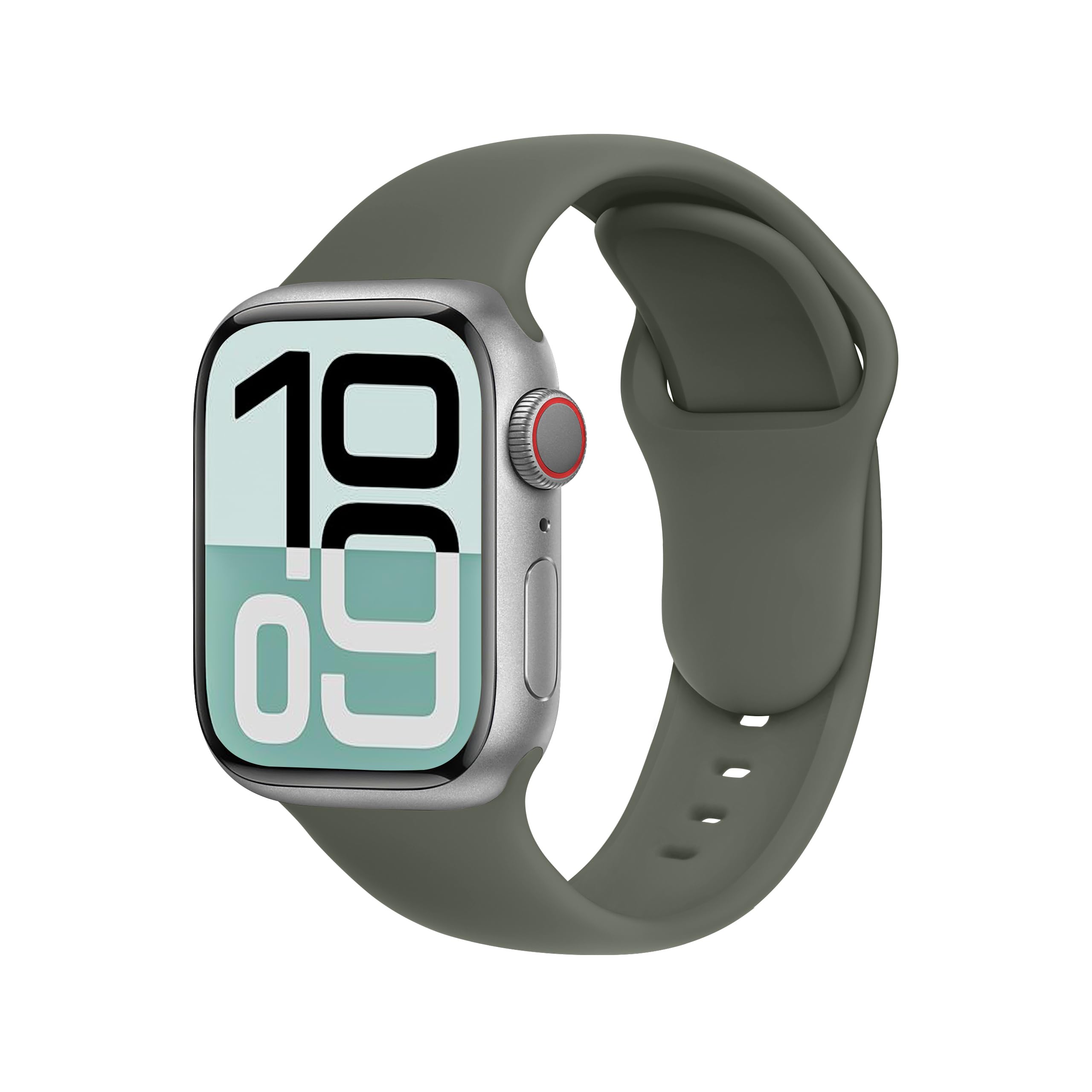 Correa Apple Watch Ultra para senderismo y oficina con ajuste seguro unisex verde militar 5