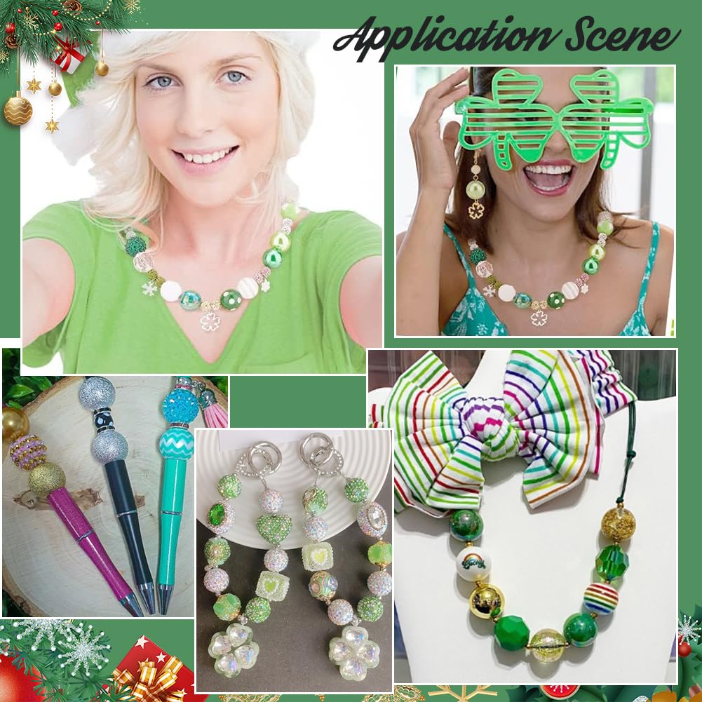 PH PandaHall Acrylperlen Set – 58 Stück, 20 Mm, 10 Stile In Grün | Für St. Patrick’s Day, Schmuck & Stifte Basteln