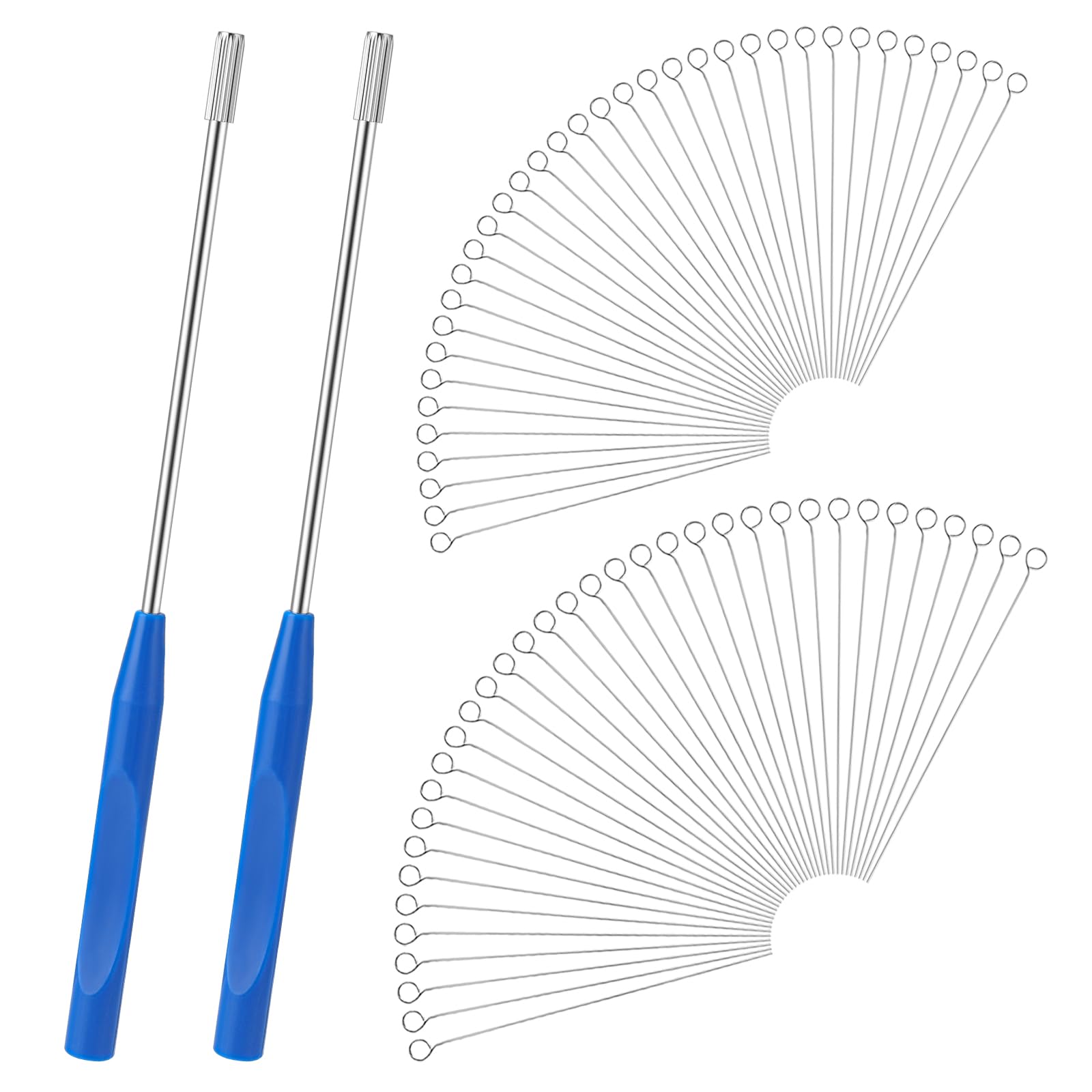 2 Pieces Inoculation Loop Mycology Reusable Supplies Inoculation Loop Kit with 70 Replaceable Chromium Alloy Needle Inoculation Loops for Kit Lab Research Tools