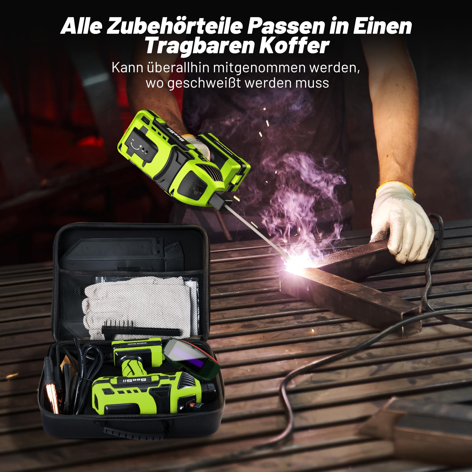 SEESII Handschweißgerät 220 V ARC Schweißgerät für 3,2mm bis 2,4 mm Drahtstangen (mit Schutzbrille) 120A Tragbar Elektroden Schweißgerät mit IGBT Wechselrichter 5 Variable, Lichtbogenschweißgeräte