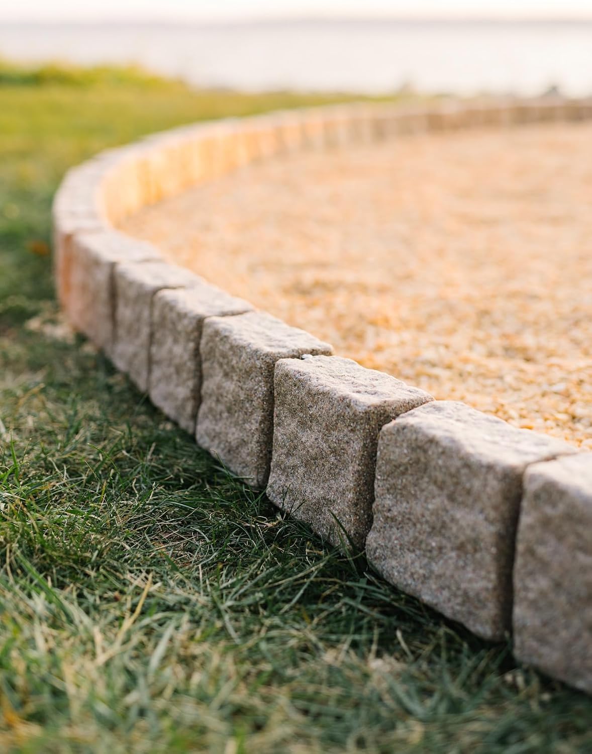 Beuta Landscape Edging | Garden Edging Border | Polyrock Blocks for Lawn Edging, Flower Beds & Yard Edging – 4 Pack | Each Section Has 6 Blocks 48 L x 4 W x 6.5 H | 8 Spikes | Sandstone