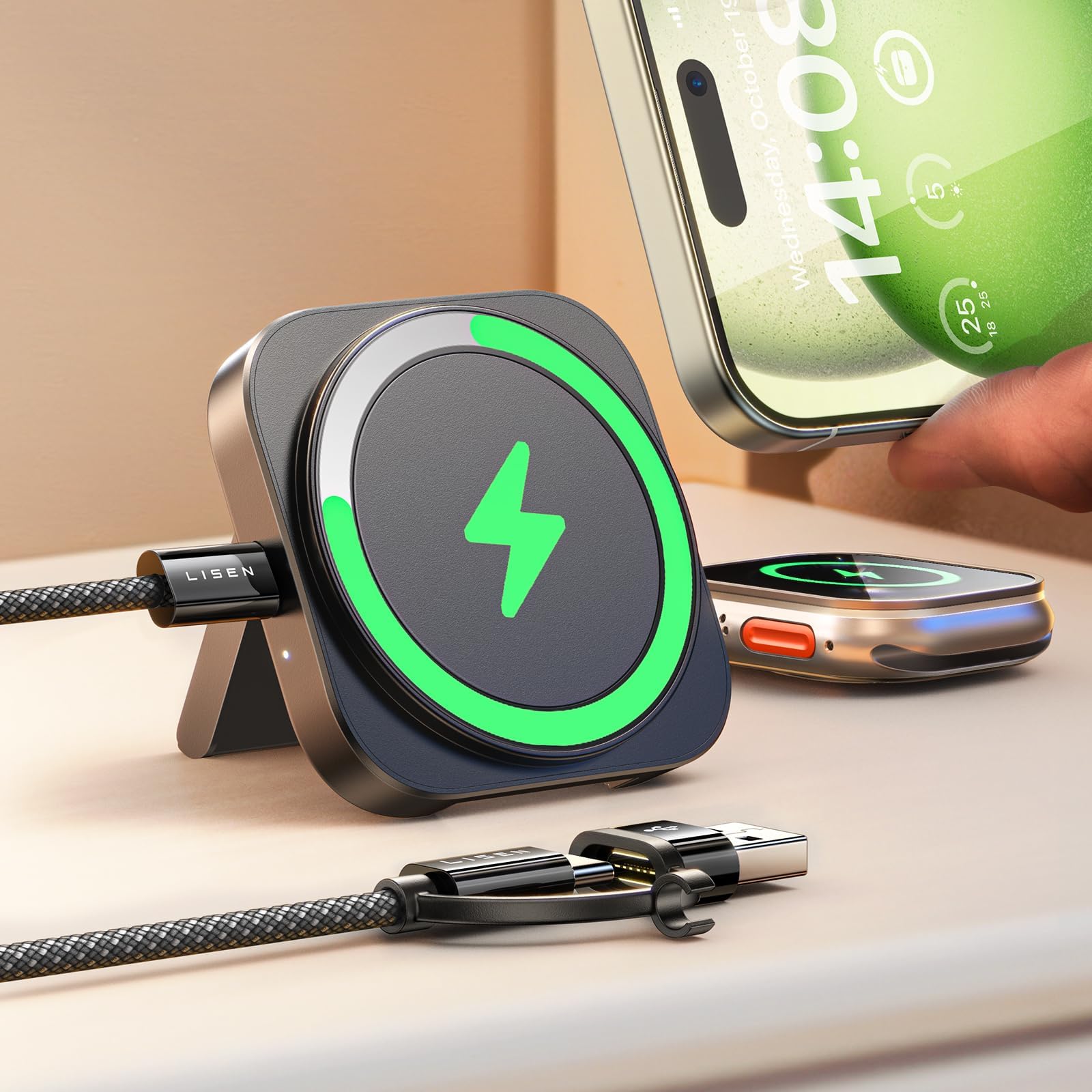 Acquista Caricatore Wireless Magnetico Pieghevole 4 In 1 Da 15 W Per Iphone 12 13 14 Pro Max 11 Supporto Di Ricarica Rapido Per Apple Airpods 3 Iwatch 8 In Italia A Partire Da 24 - Foto 3