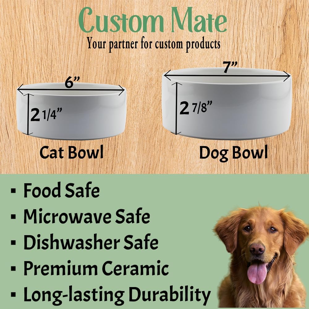 Custom Ceramic Pet Bowls - Personalize with Photos, Text, and Colorful Accents - Pet Bowl for Dogs, Cats, Rabbits (Custom Bowl - 1)