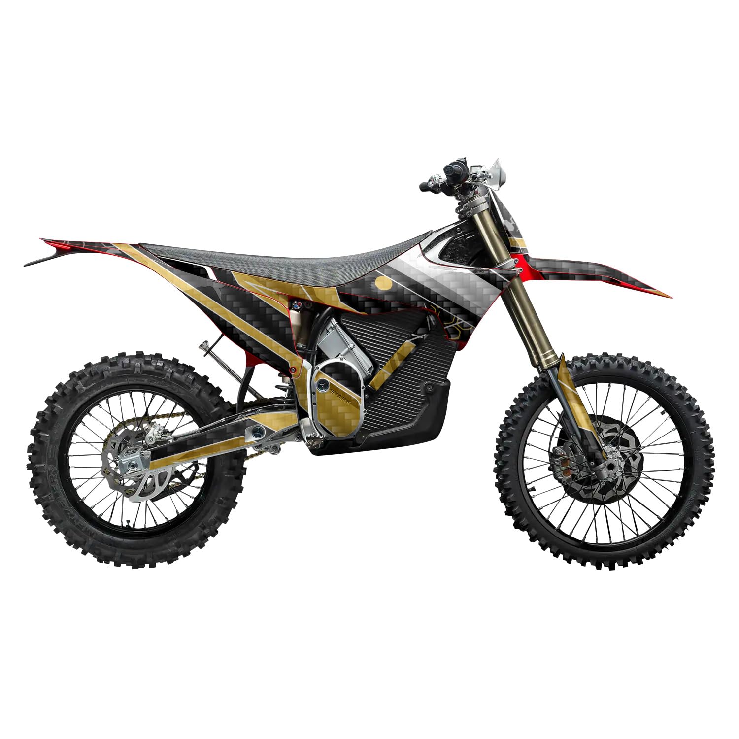 Carbon Fiber Stark Varg MX 2023-2025 Graphics Kit Wrap - Racing Chaos Yellow - Varg MX Skin - Premium 3M Vinyl Protective Wrap Decal Cover - Easy to Apply | Crafted in The USA by MightySkins