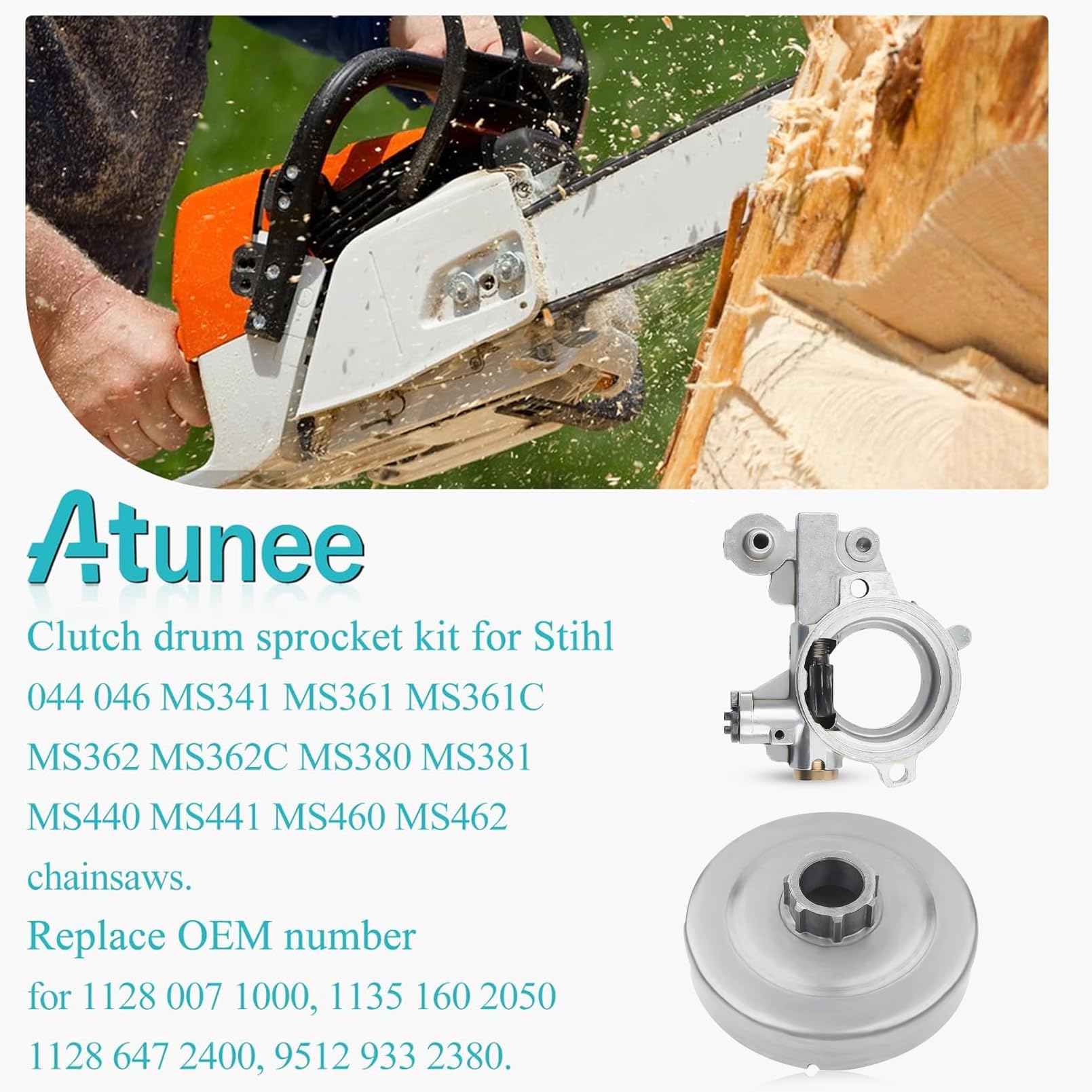 Atunee 3/8"-7T Kit Pompa Olio Pignone Tamburo Frizione Per Stihl - Foto 5