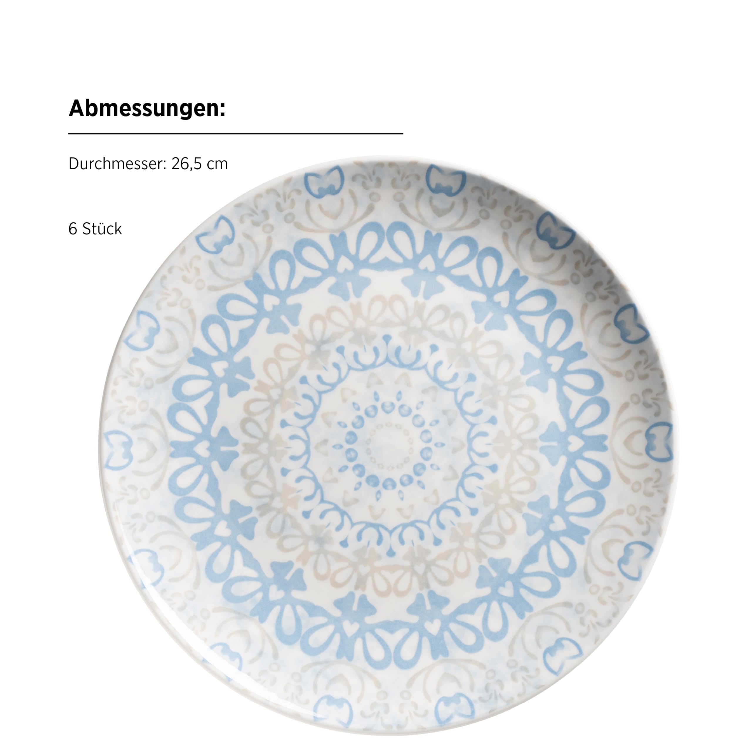 MÄSER Ornea Geschirrset 18-teilig – Elegantes Porzellan-Teller Set für 6 Personen, Porzellan, Blau (Blau)