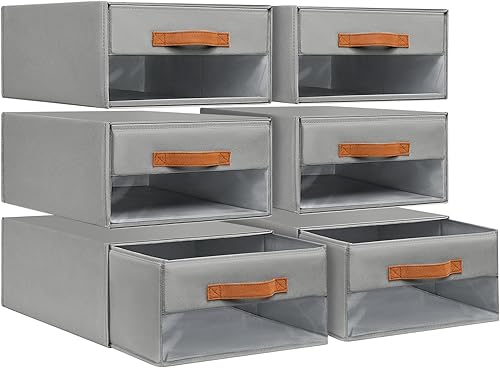 Miniatura 9 de DIMJ Organizadores de armario y almacenamiento - Contenedores de tela con cajones para armario, organizadores de ropa plegables con ventana